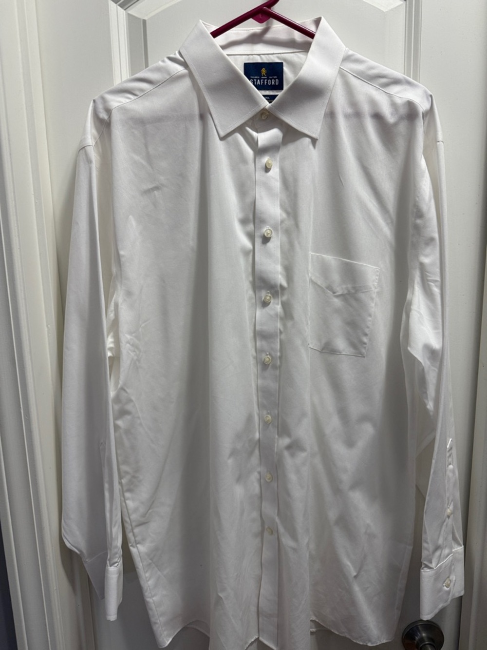 NWOT Stafford White Men's Button-Up Dress Shirt with Pocket Size XXL